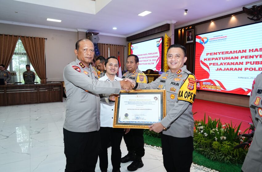 Polres Berau Terima Penghargaan dari Ombudsman RI atas Pelayanan Publik