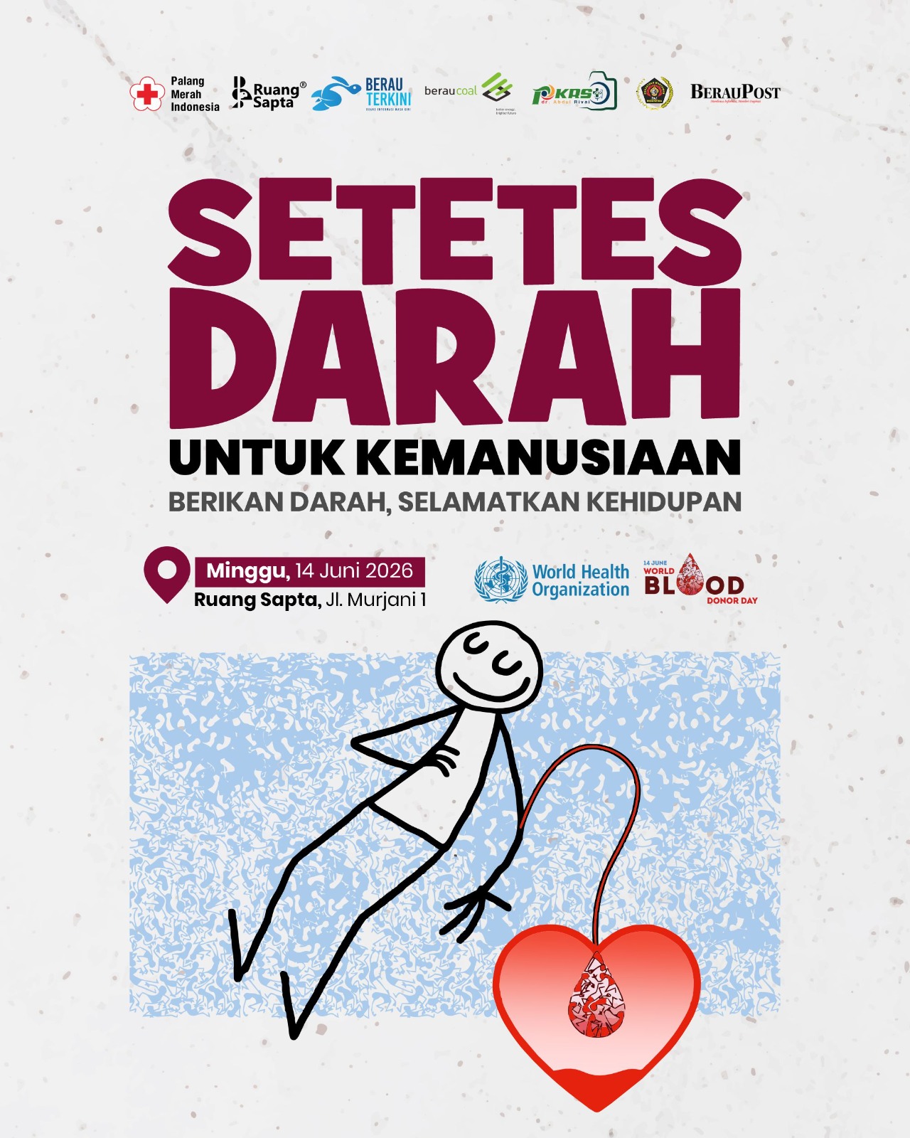 Peringati Hari Donor Darah Sedunia, Aksi Sosial di Tanjung Redeb Sediakan Layanan Kesehatan Gratis