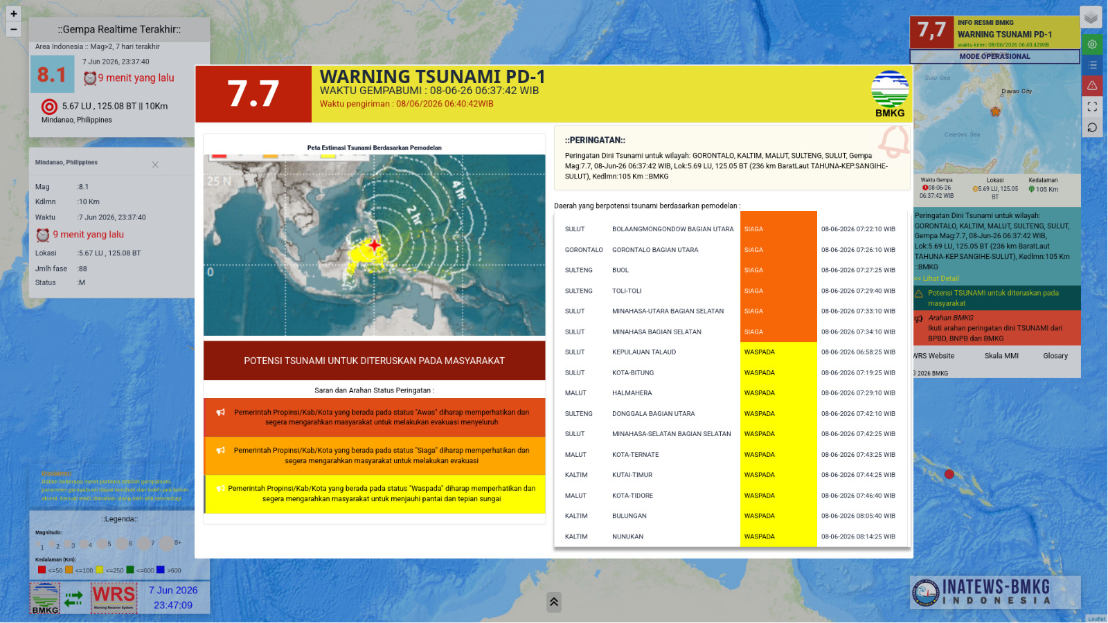 Antisipasi Dampak Gempa Filipina, BPBD Berau Siagakan Posko di 11 Kecamatan